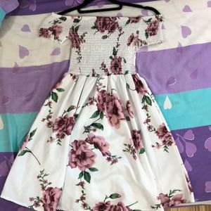 White dress with purple/pink Flowers’s
